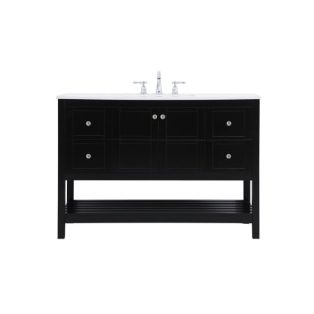 Elegant Lighting Theo 48" Free Standing Single Basin Vanity Set with Cabinet and Engineered Marble Vanity Top Black