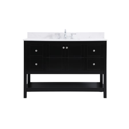 Elegant Lighting Theo 48" Free Standing Single Basin Vanity Set with Cabinet, Engineered Marble Vanity Top, and Backsplash Black