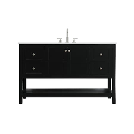 Elegant Lighting Theo 54" Free Standing Single Basin Vanity Set with Cabinet and Engineered Stone Vanity Top Black