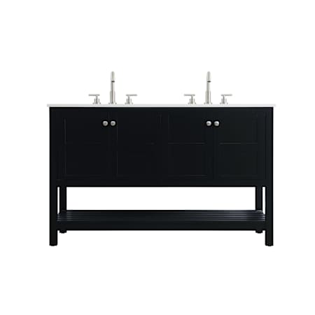 Elegant Lighting Theo 54" Free Standing Double Basin Vanity Set with Cabinet and Engineered Stone Vanity Top Black