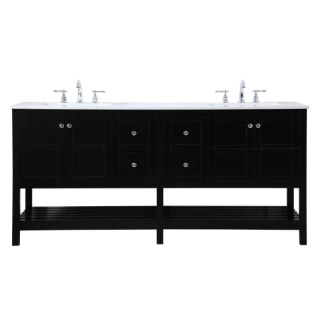 Elegant Lighting Theo 72" Free Standing Double Basin Vanity Set with Cabinet and Engineered Marble Vanity Top Black