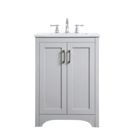 Elegant Lighting Moore 24" Free Standing Single Basin Vanity Set with Cabinet and Engineered Marble Vanity Top Grey