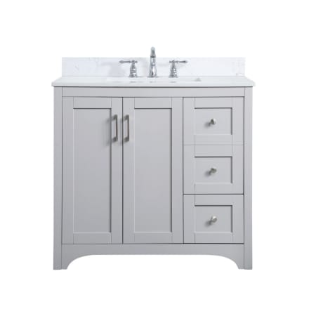 Elegant Lighting Moore 36" Free Standing Single Basin Vanity Set with Cabinet, Engineered Marble Vanity Top, and Backsplash Grey
