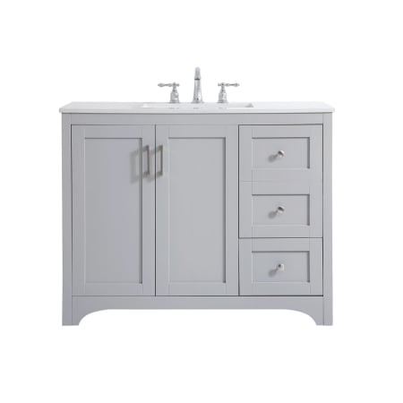 Elegant Lighting Moore 42" Free Standing Single Basin Vanity Set with Cabinet and Engineered Marble Vanity Top Grey