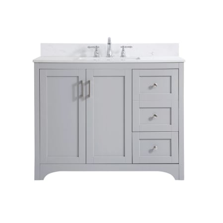 Elegant Lighting Moore 42" Free Standing Single Basin Vanity Set with Cabinet, Engineered Marble Vanity Top, and Backsplash Grey