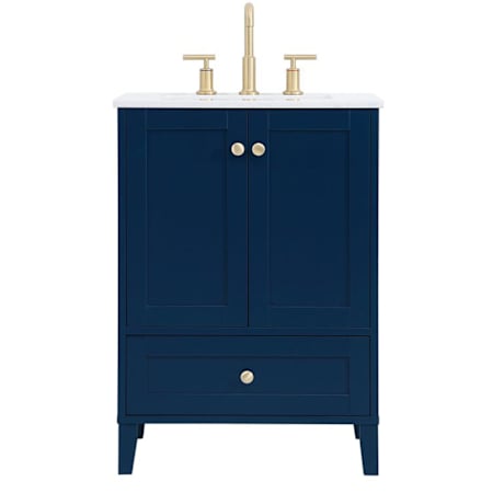 Elegant Lighting Calauria 24" Free Standing Single Basin Vanity Set with Cabinet and Engineered Marble Vanity Top Blue