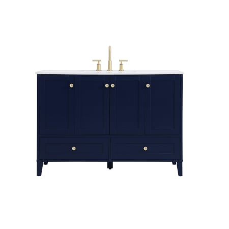 Elegant Lighting Sommerville 48" Free Standing Single Basin Vanity Set with Cabinet and Engineered Marble Vanity Top Blue