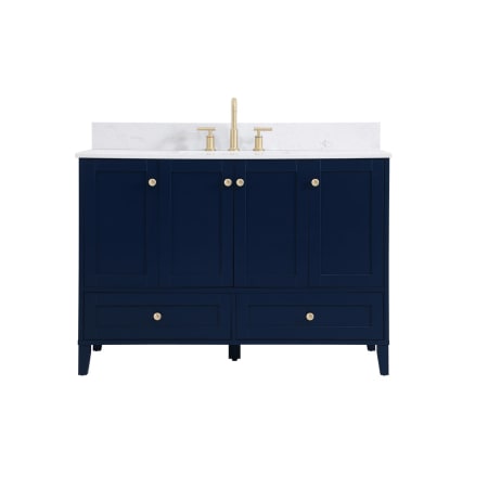 Elegant Lighting Sommerville 48" Free Standing Single Basin Vanity Set with Cabinet, Engineered Marble Vanity Top, and Backsplash Blue