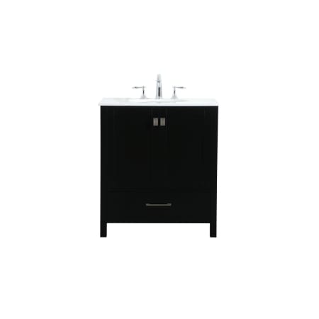 Elegant Lighting Irene 30" Free Standing Single Basin Vanity Set with Cabinet and Engineered Marble Vanity Top Black