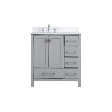 Elegant Lighting Irene 32" Free Standing Single Basin Vanity Set with Cabinet, Engineered Marble Vanity Top, and Backsplash Grey