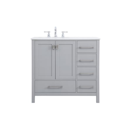 Elegant Lighting Irene 36" Free Standing Single Basin Vanity Set with Cabinet and Engineered Marble Vanity Top Grey