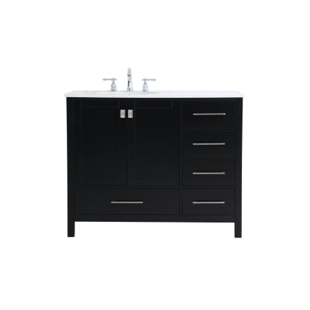 Elegant Lighting Irene 42" Free Standing Single Basin Vanity Set with Cabinet and Engineered Marble Vanity Top Black