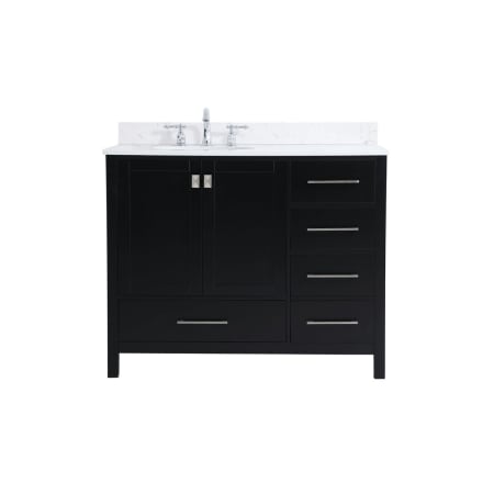 Elegant Lighting Irene 42" Free Standing Single Basin Vanity Set with Cabinet, Engineered Marble Vanity Top, and Backsplash Black