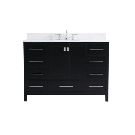 Elegant Lighting Irene 48" Free Standing Single Basin Vanity Set with Cabinet, Engineered Marble Vanity Top, and Backsplash Black