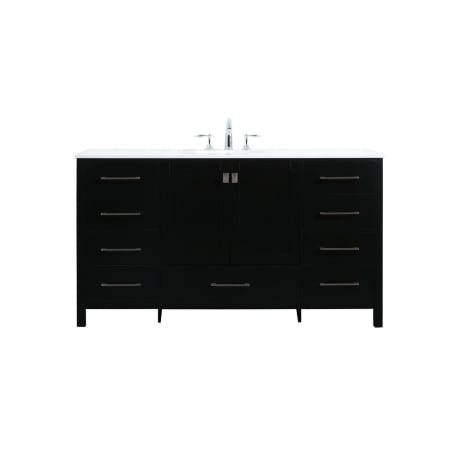 Elegant Lighting Irene 60" Free Standing Single Basin Vanity Set with Cabinet and Engineered Marble Vanity Top Black