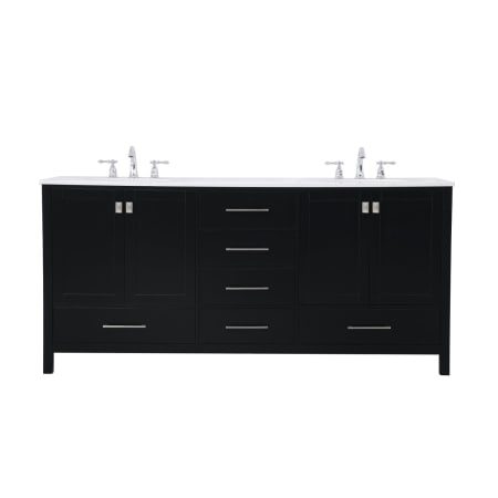 Elegant Lighting Irene 72" Free Standing Double Basin Vanity Set with Cabinet and Engineered Marble Vanity Top Black