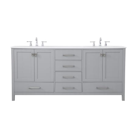 Elegant Lighting Irene 72" Free Standing Double Basin Vanity Set with Cabinet and Engineered Marble Vanity Top Grey