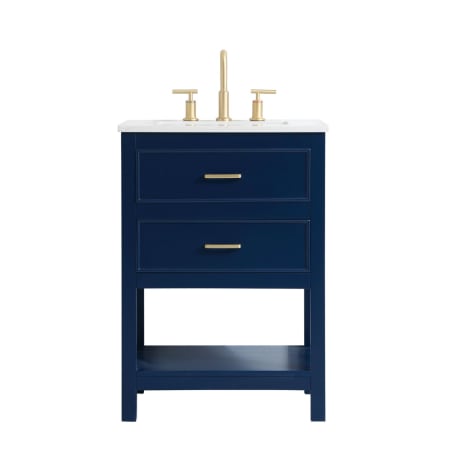 Elegant Lighting Sinclaire 24" Free Standing Single Basin Vanity Set with Cabinet and Engineered Marble Vanity Top Blue