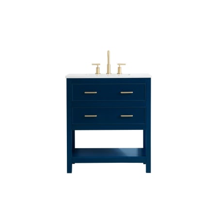 Elegant Lighting Sinclaire 30" Free Standing Single Basin Vanity Set with Cabinet and Engineered Marble Vanity Top Blue