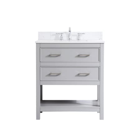 Elegant Lighting Sinclaire 30" Free Standing Single Basin Vanity Set with Cabinet, Engineered Marble Vanity Top, and Backsplash Grey
