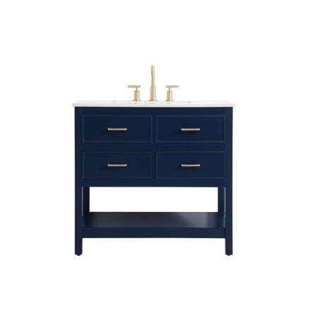Elegant Lighting Sinclaire 36" Free Standing Single Basin Vanity Set with Cabinet and Engineered Marble Vanity Top Blue