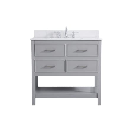 Elegant Lighting Sinclaire 36" Free Standing Single Basin Vanity Set with Cabinet, Engineered Marble Vanity Top, and Backsplash Grey