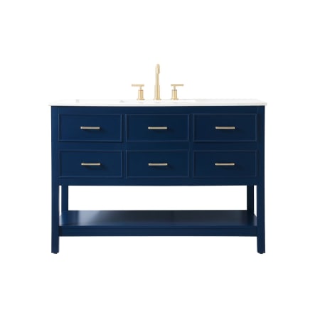 Elegant Lighting Sinclaire 48" Free Standing Single Basin Vanity Set with Cabinet and Engineered Marble Vanity Top Blue