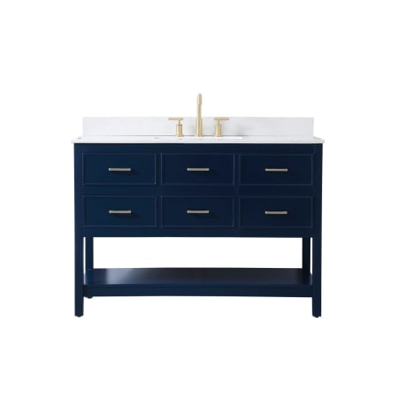 Elegant Lighting Sinclaire 48" Free Standing Single Basin Vanity Set with Cabinet, Engineered Marble Vanity Top, and Backsplash Blue