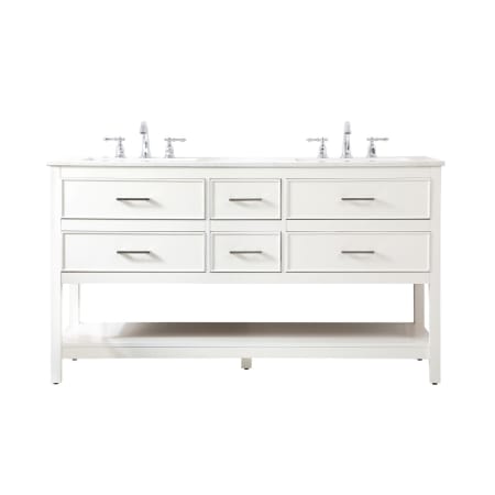Elegant Lighting Sinclaire 60" Free Standing Double Basin Vanity Set with Cabinet and Engineered Marble Vanity Top