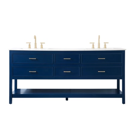 Elegant Lighting Sinclaire 72" Free Standing Double Basin Vanity Set with Cabinet and Engineered Marble Vanity Top Blue