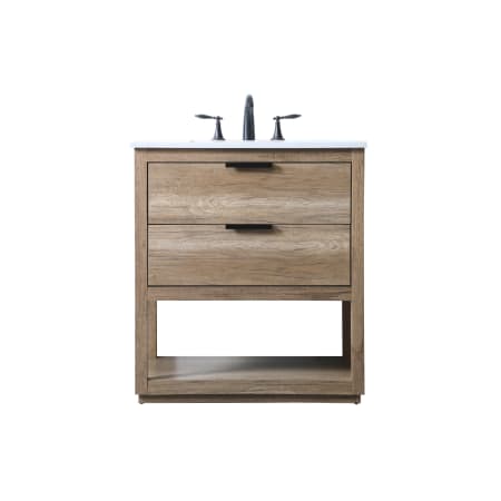Elegant Lighting Larkin 30" Free Standing Single Basin Vanity Set with Cabinet and Marble Vanity Top Natural Oak