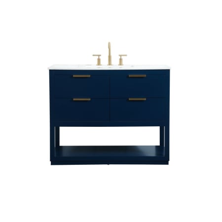 Elegant Lighting Larkin 42" Free Standing Single Basin Vanity Set with Cabinet and Marble Vanity Top Blue