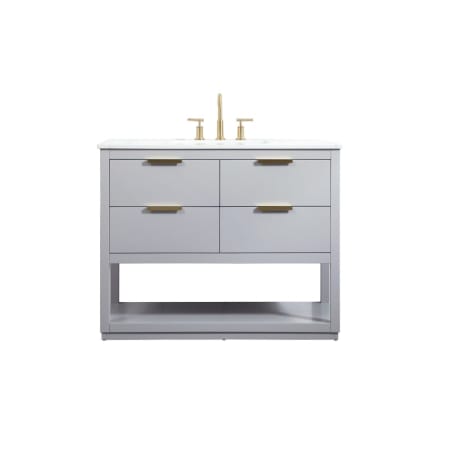 Elegant Lighting Larkin 42" Free Standing Single Basin Vanity Set with Cabinet and Marble Vanity Top Grey