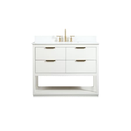 Elegant Lighting Larkin 42" Free Standing Single Basin Vanity Set with Cabinet, Engineered Marble Vanity Top, and Backsplash White