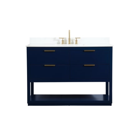 Elegant Lighting Larkin 48" Free Standing Single Basin Vanity Set with Cabinet, Engineered Marble Vanity Top, and Backsplash Blue