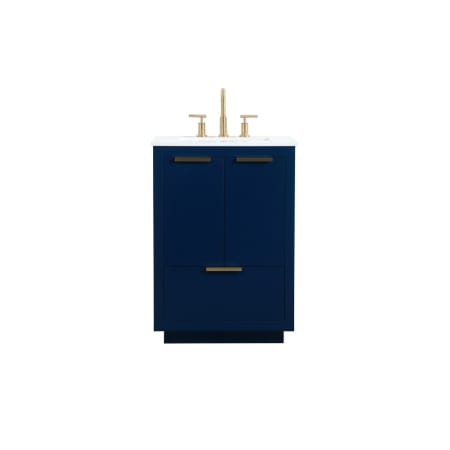 Elegant Lighting Blake 24" Free Standing Single Basin Vanity Set with Cabinet and Marble Vanity Top Blue