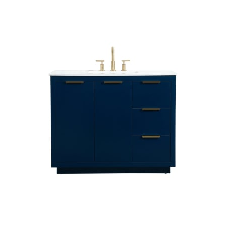 Elegant Lighting Blake 42" Free Standing Single Basin Vanity Set with Cabinet and Marble Vanity Top Blue
