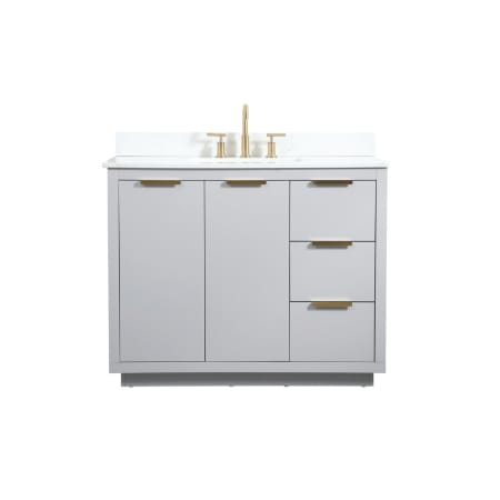 Elegant Lighting Blake 42" Free Standing Single Basin Vanity Set with Cabinet, Engineered Marble Vanity Top, and Backsplash Grey