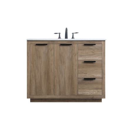 Elegant Lighting Blake 42" Free Standing Single Basin Vanity Set with Cabinet and Marble Vanity Top Natural Oak