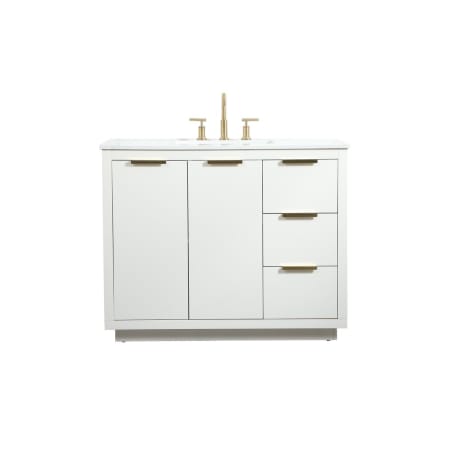 Elegant Lighting Blake 42" Free Standing Single Basin Vanity Set with Cabinet and Marble Vanity Top White
