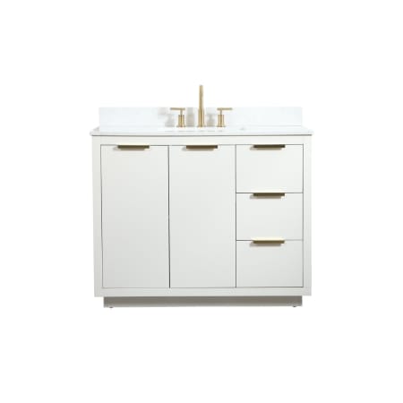 Elegant Lighting Blake 42" Free Standing Single Basin Vanity Set with Cabinet, Engineered Marble Vanity Top, and Backsplash White