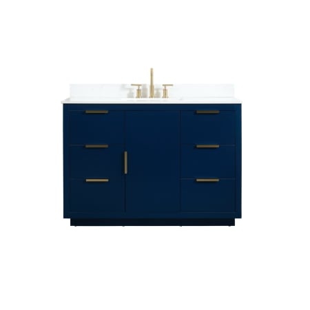 Elegant Lighting Blake 48" Free Standing Single Basin Vanity Set with Cabinet, Engineered Marble Vanity Top, and Backsplash Blue