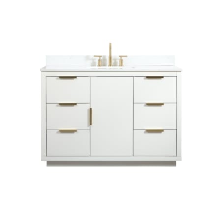 Elegant Lighting Blake 48" Free Standing Single Basin Vanity Set with Cabinet, Engineered Marble Vanity Top, and Backsplash White