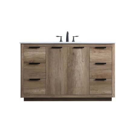 Elegant Lighting Blake 54" Free Standing Single Basin Vanity Set with Cabinet and Marble Vanity Top Natural Oak
