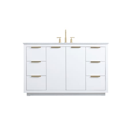 Elegant Lighting Blake 54" Free Standing Single Basin Vanity Set with Cabinet and Marble Vanity Top White