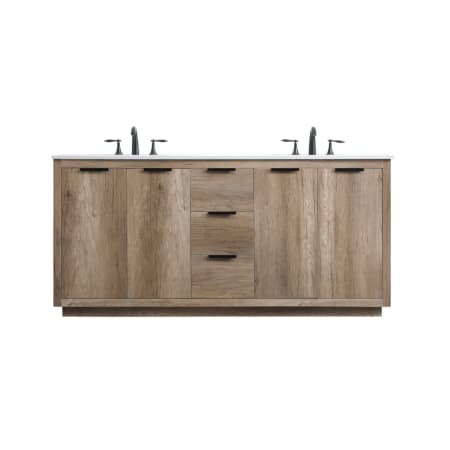 Elegant Lighting Blake 72" Free Standing Double Basin Vanity Set with Cabinet and Marble Vanity Top Natural Oak