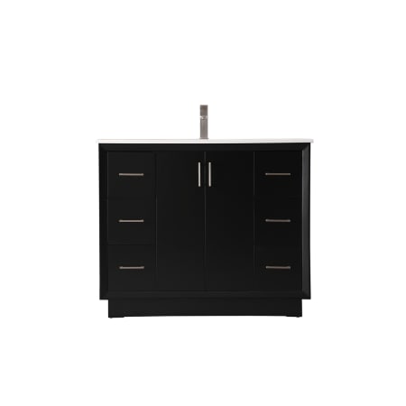 Elegant Lighting Hayes 42" Free Standing Single Basin Vanity Set with Cabinet and Marble Vanity Top Black