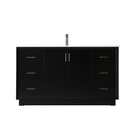 Elegant Lighting Hayes 60" Free Standing Single Basin Vanity Set with Cabinet and Marble Vanity Top Black