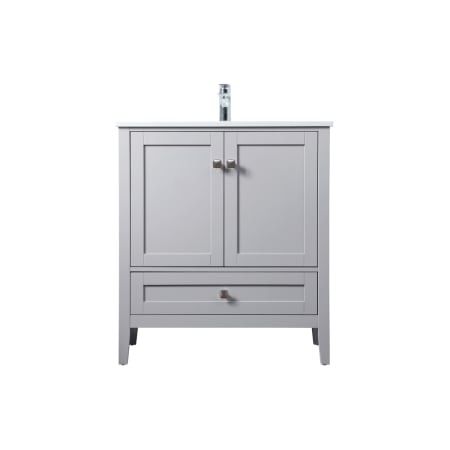Elegant Lighting Hamilton 30" Free Standing Single Basin Vanity Set with Cabinet and Marble Vanity Top Grey
