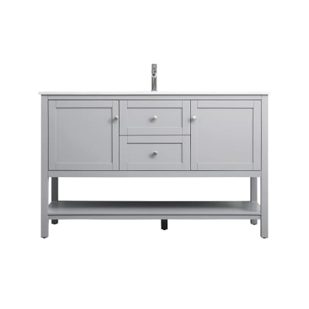 Elegant Lighting Heath 54" Free Standing Single Basin Vanity Set with Cabinet and Marble Vanity Top Grey